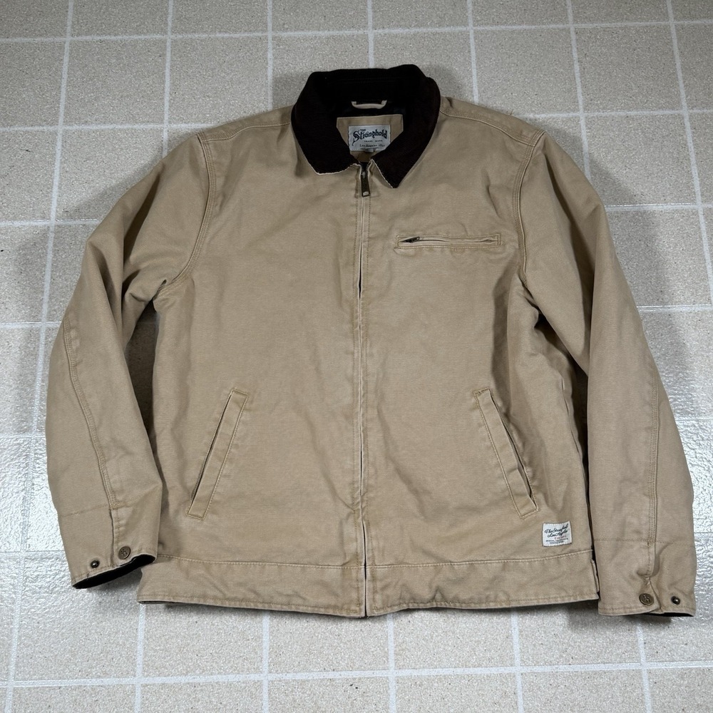 The Stronghold Mens Jacket Large Beige Canvas Chore Utility Worker Barn Quilted